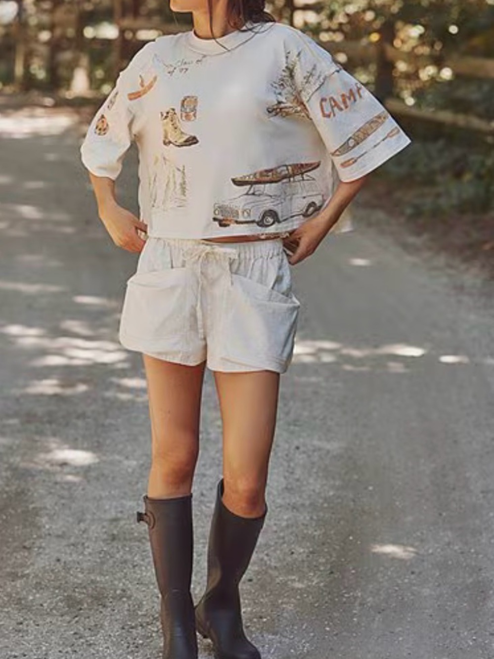 Free People Good Fortune High Elastic-Waist Shorts, sz M, nwt 🤍 sugar swizzle
